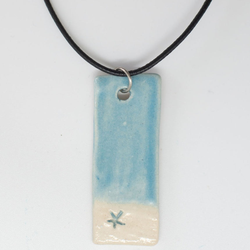 Tropical Beach With Starfish Pottery Pendant